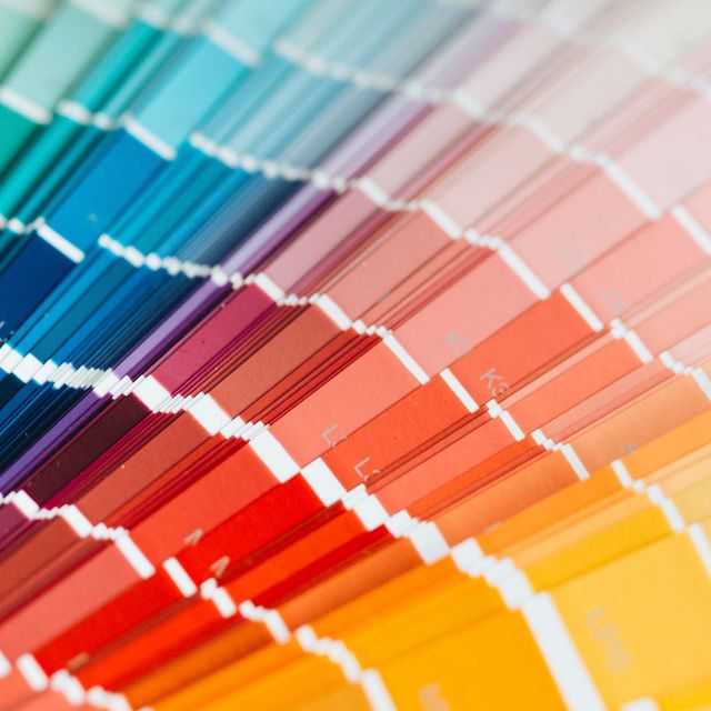 Colour swatches of paint colours we offer